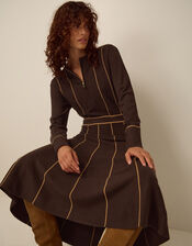 Zola Stripe Knit Midi Dress, Brown (CHOCOLATE), large