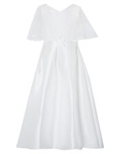 Sherry White Cape Occasion Dress, White (WHITE), large