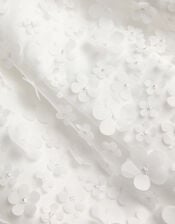 Baby Floral Appliqu&eacute; Christening Dress, Ivory (IVORY), large