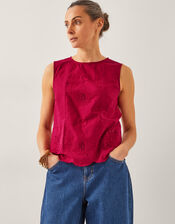 Orla Broderie Tank Top, Red (RED), large