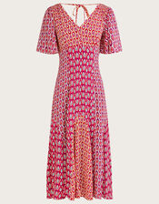 Nieve Print Midi Dress with Sustainable Viscose, Ivory (IVORY), large