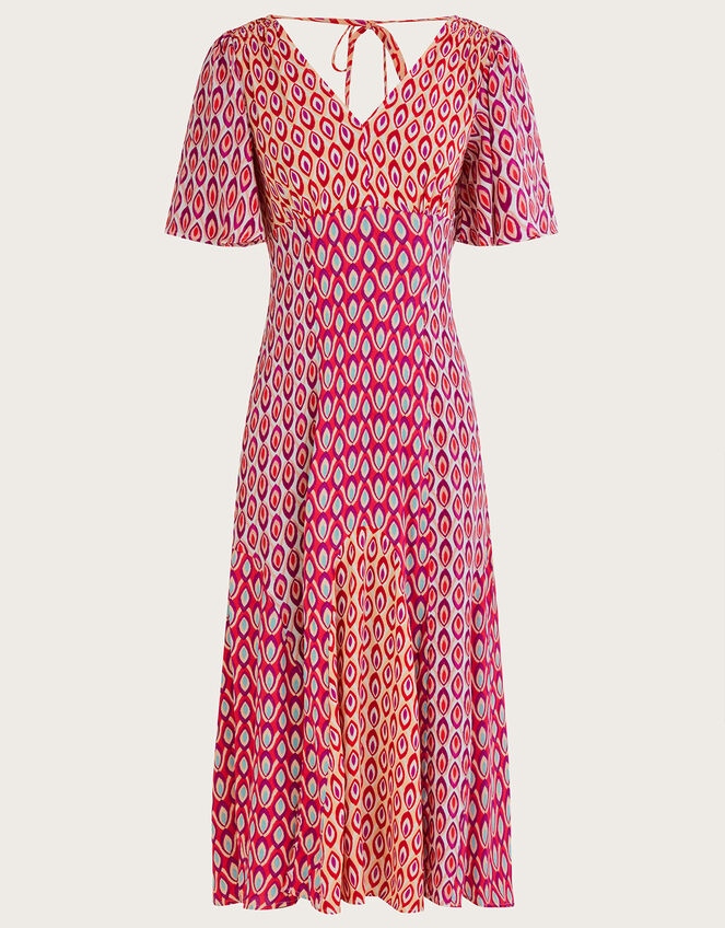 Nieve Print Midi Dress with Sustainable Viscose, Ivory (IVORY), large