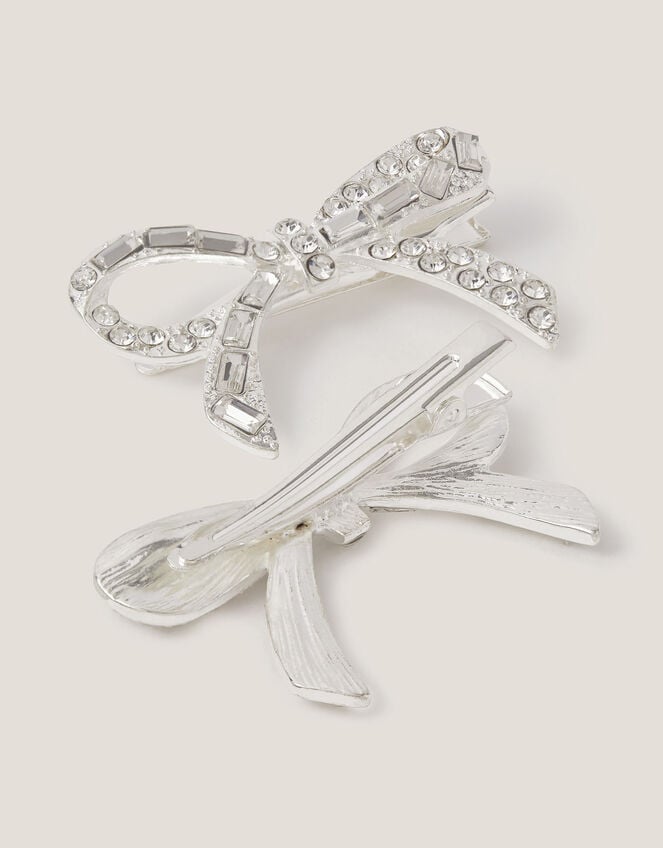 2-Pack Diamanté Bow Hair Clips, , large