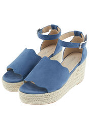 Savannah Scallop Wedge Heel Sandals, Blue (BLUE), large