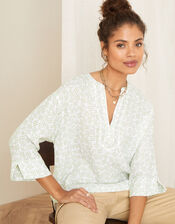Printed Top in Pure Linen, Ivory (IVORY), large
