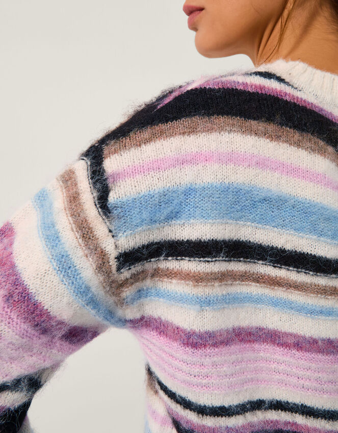 Sylvie Stripe Sweater, Ivory (IVORY), large