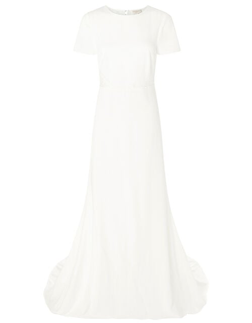 Shauna Crepe and Lace Bridal Dress, Ivory (IVORY), large