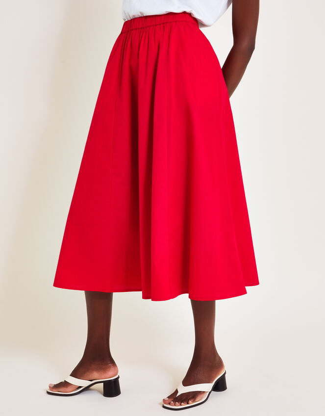 Rachel Poplin Skirt, Red (RED), large