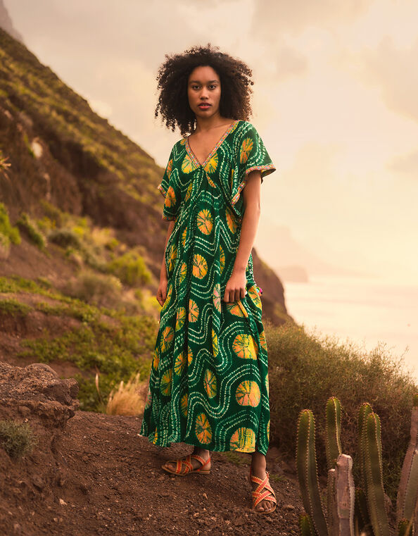 Bandhani Tie Dye Dress with LENZING™ ECOVERO™, Green (GREEN), large