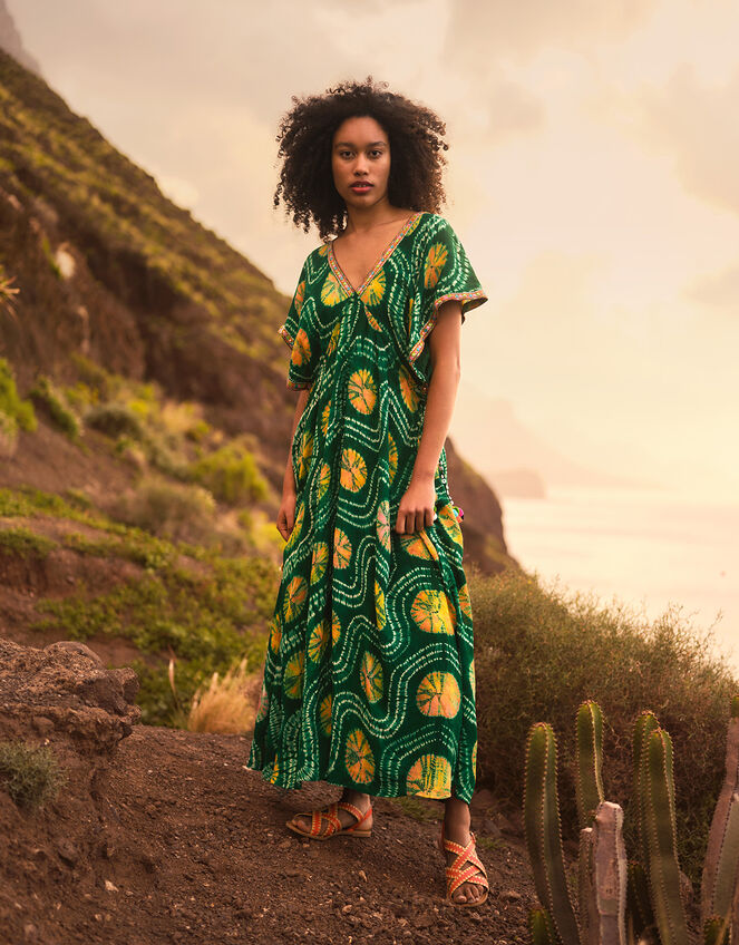 Bandhani Tie Dye Dress with LENZING™ ECOVERO™ Green, Day Dresses