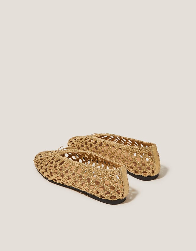 Betsy Woven Ballet Flats, Gold (GOLD), large
