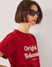 Diamante Tort Sunglasses, Brown (BROWN), large