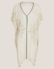 Penny Tassel Embroidered Kaftan, Ivory (IVORY), large