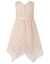 Snowdrop Floral Glitter Hanky Hem Dress, Pink (PINK), large
