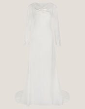 Aleah Long Sleeve Cowl Lace Bridal Dress, Ivory (IVORY), large