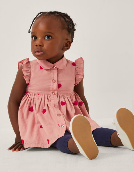 Baby Boucle Heart Dress & Leggings Set, Pink (PINK), large