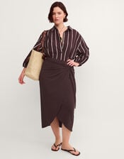 Callie Thorpe x Monsoon Jersey&nbsp;Sarong Skirt, Brown (BROWN), large