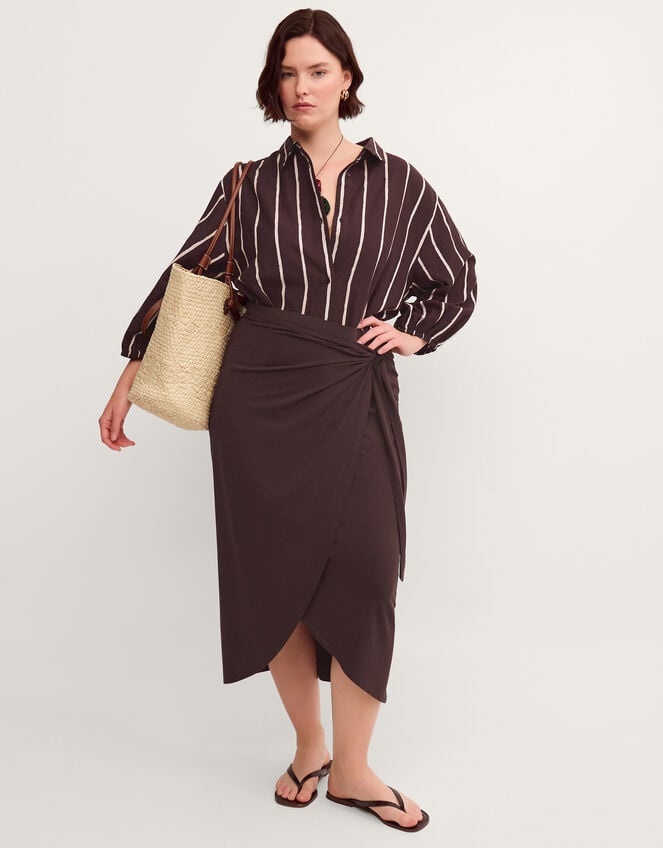 Callie Thorpe x Monsoon Jersey&nbsp;Sarong Skirt, Brown (BROWN), large
