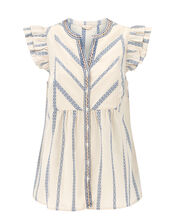 East Corrine Frill Stripe Top, White (WHITE), large