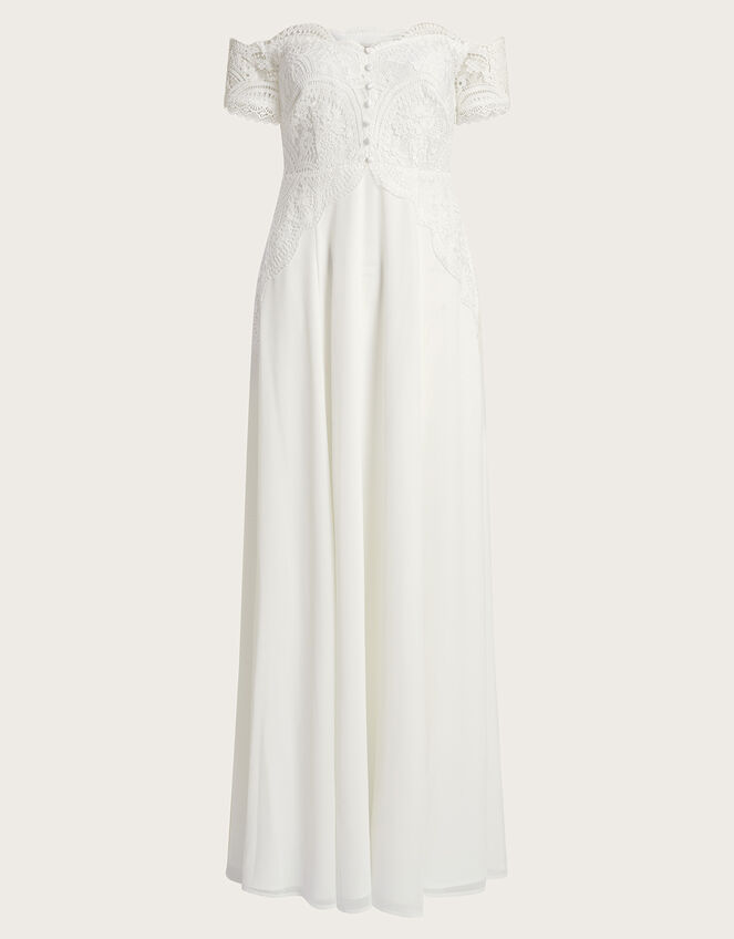 Maddie Off-Shoulder Wedding Dress, Ivory (IVORY), large