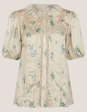 Sorcha Floral Short Sleeve Shirt, Ivory (IVORY), large