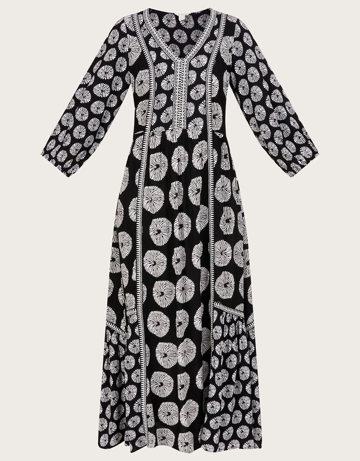 Ashoka Circle Print Midi Dress in LENZING™ ECOVERO™ Black