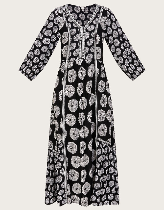 Ashoka Circle Print Midi Dress in LENZING™ ECOVERO™, Black (BLACK), large