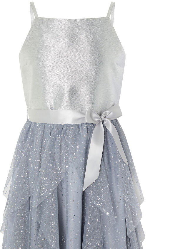 Ruffle Maxi Prom Dress, Silver (SILVER), large