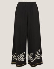 Sara Embroidered Wide Leg Trousers, Black (BLACK), large