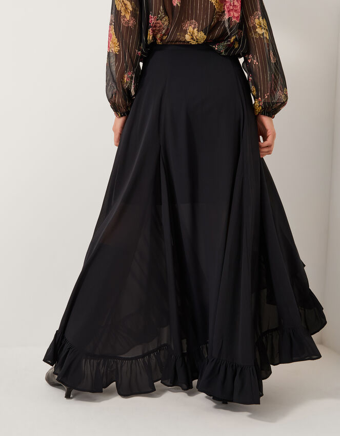 Elsie Frill Maxi Skirt, Black (BLACK), large