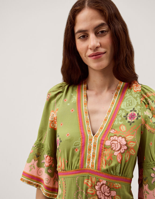 Eline Floral Print Maxi Dress, Green (GREEN), large