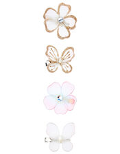 Glitter Flower and Butterfly Hair Clip Set, , large