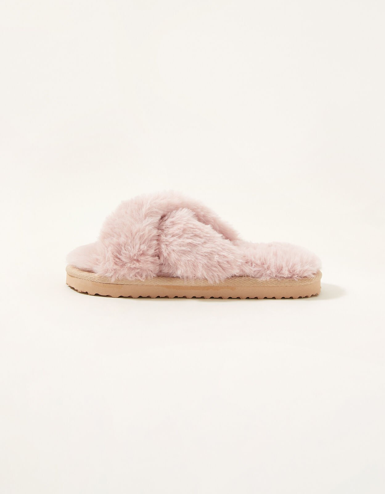 Childrens pink top fluffy sliders