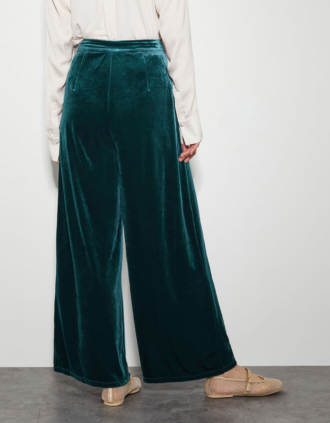 Valery Wide Leg Velvet Trousers, PEACOCK, large