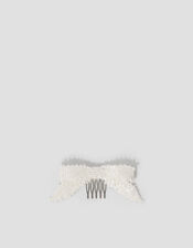 Beaded Bow Comb Hair Clip, , large