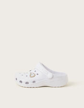 Bridesmaid Sparkle Charm Clogs, Ivory (IVORY), large