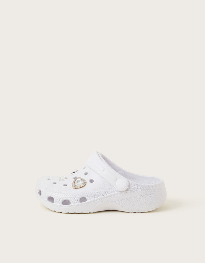 Bridesmaid Sparkle Charm Clogs, Ivory (IVORY), large