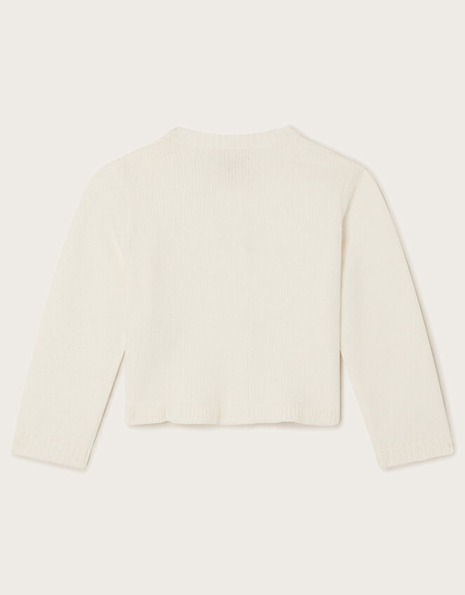 Baby Crochet Chenille Cardigan, Ivory (IVORY), large