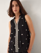 Samara Embroidered Tank Top, Black (BLACK), large