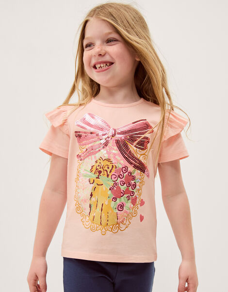 Sequin Bow Dog Graphic T-Shirt, Pink (PINK), large