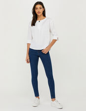 Scarlet Relaxed Blouse in Pure Linen, White (WHITE), large