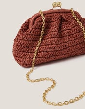 Lana Raffia Clutch Bag, Orange (RUST), large