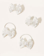 Lacey Pearl Bow Hair Set, , large