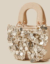 Sequin Bow Tote Bag, Gold (GOLD), large