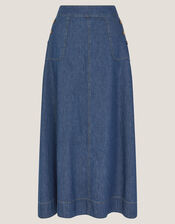 Harper A-Line Denim Maxi Skirt, Blue (INDIGO), large