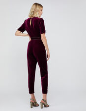 Kimberley Velvet Jumpsuit, Red (BERRY), large