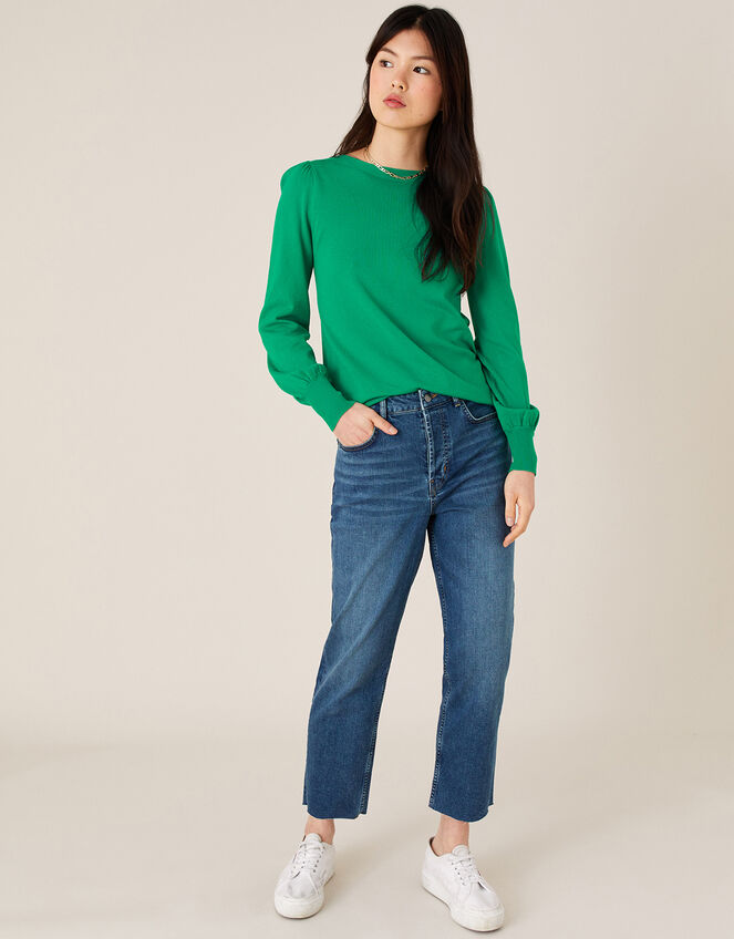 Button-Back Jumper with LENZING™ ECOVERO™, Green (GREEN), large