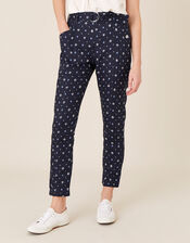 Printed Culottes in Linen Blend, Blue (NAVY), large