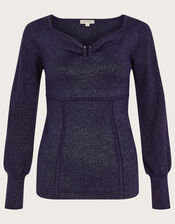 Metallic Bodice Detail Jumper, Blue (NAVY), large