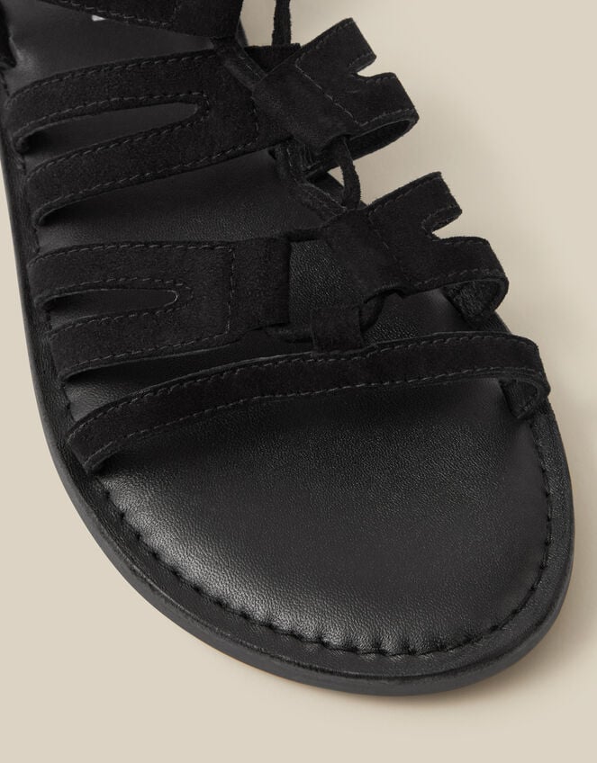 Greta Suede Gladiator Sandals, Black (BLACK), large